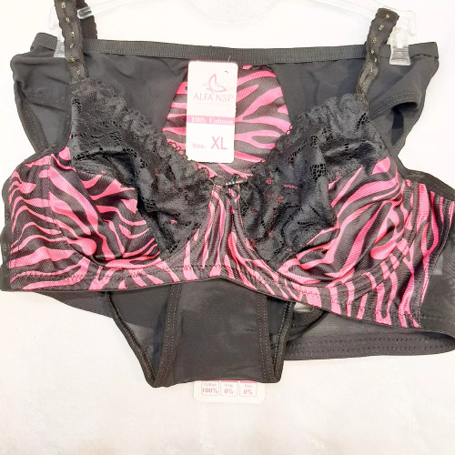 سوتین وشورت پرلون دانتل فنردار طرح زبرا مارک nsp