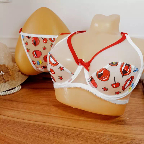 سوتین وشورت فنردار حریرشیشه ای چاپی برند آلفا ان اس پی