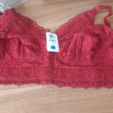 سوتین دانتل کش پهن زنانه بدون فنر رنگ زرشکی