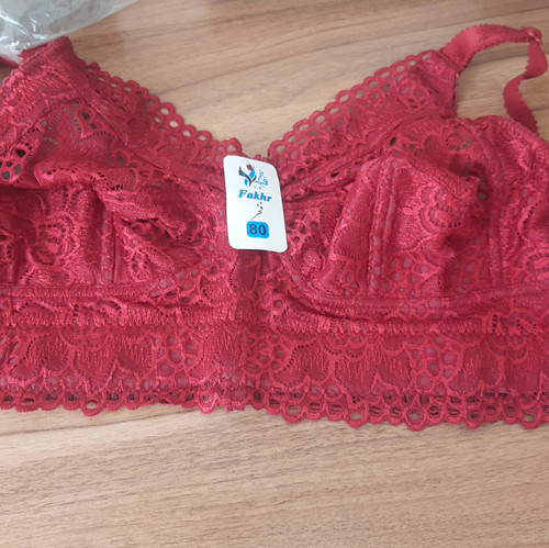 سوتین دانتل کش پهن زنانه بدون فنر رنگ زرشکی