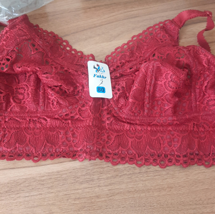 سوتین دانتل کش پهن زنانه بدون فنر رنگ زرشکی