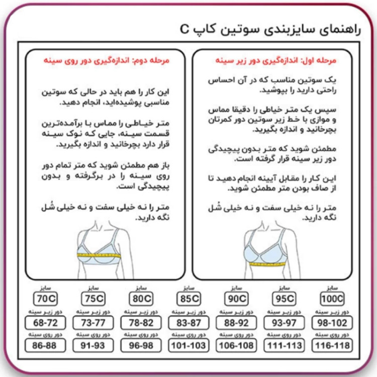جدول اندازه گیری و سایز بندی برند آلفا