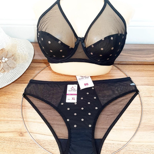 ست سوتین و شورت طلاکوب تور گاز فنردار بدون پلی استر