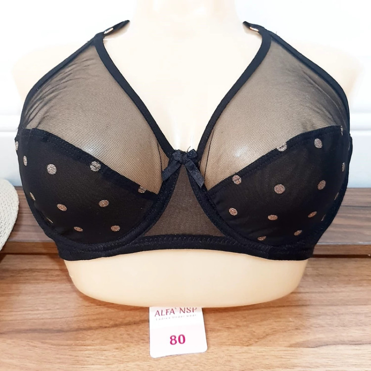 سوتین فنردار تور گاز شیشه ای طرح طلا کوب برند آلفا